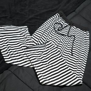 Black and White Striped Pajama Pants, Med